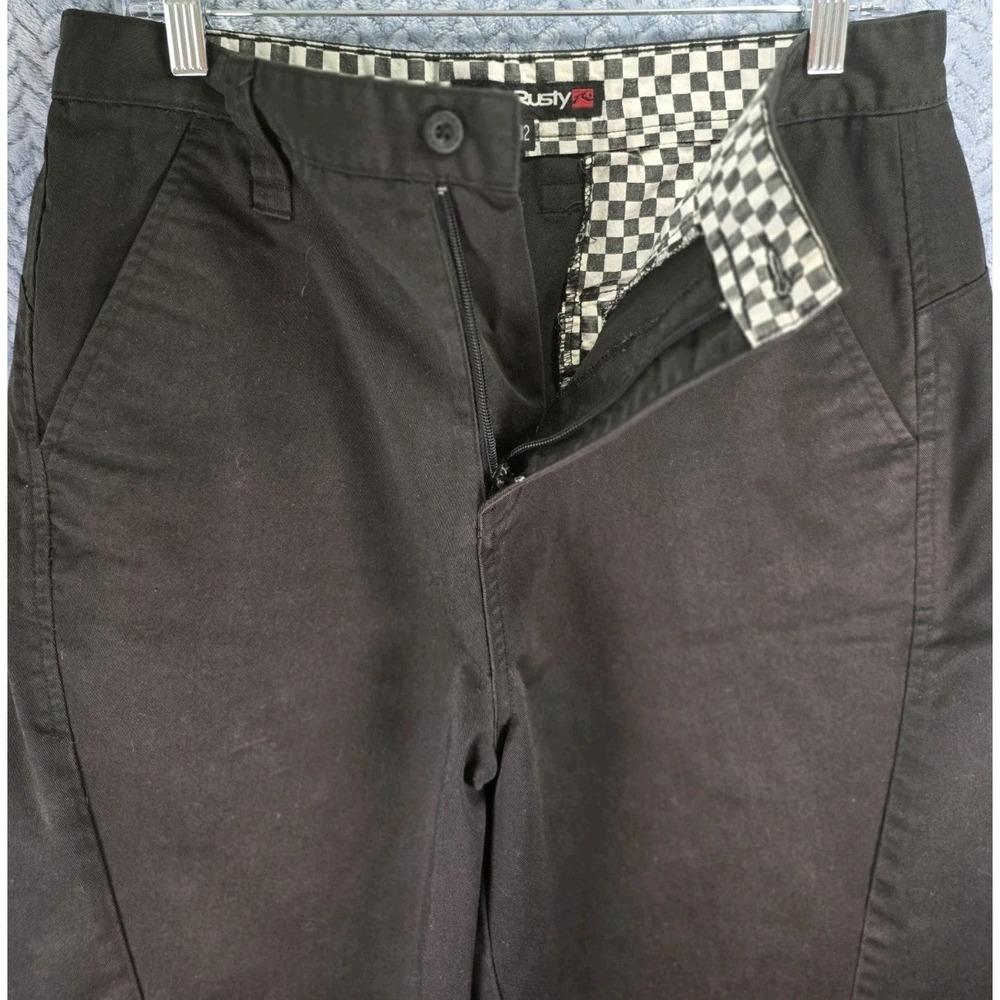 Y2K Rusty Surfboards Premium Chino Style Walk Shorts Brown Size 32 Check Waist
